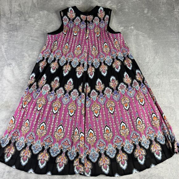 Nicole by Nicole Miller Dress Womens 2 Sleeveless Boho Floral Pleated Fit Flare - Picture 9 of 10